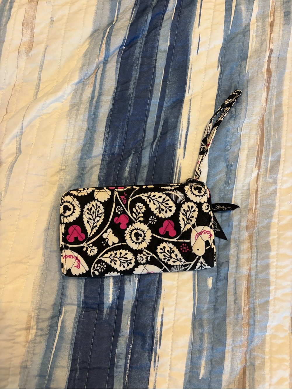 Vera Bradley Disney Black & Pink Floral Wristlet